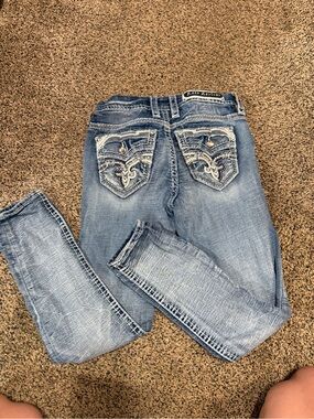 Buckle Light Blue Embellished Skinny Jeans